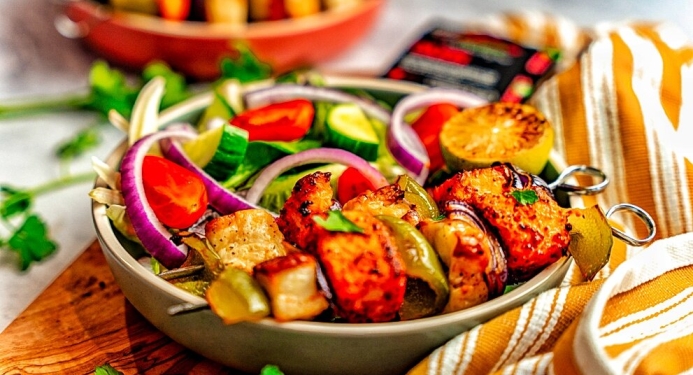 Cajun Salmon & Halloumi Skewers Recipe made with JD Seasonings