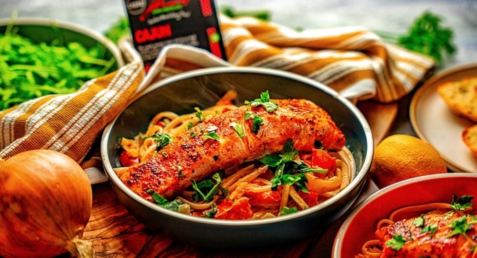 Creamy Cajun Salmon Linguini Recipe made with JD Seasonings