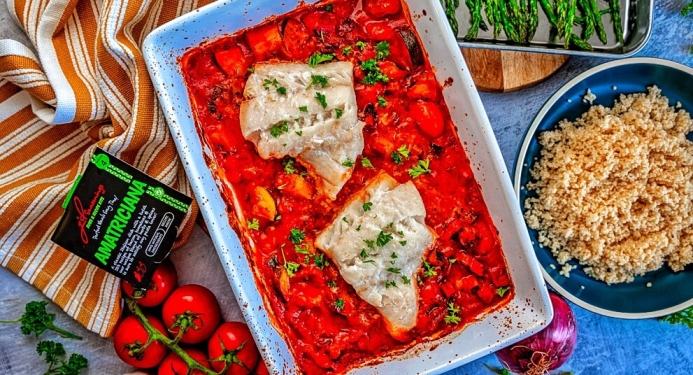 Mediterranean Cod & Chorizo Bake Recipe made with JD Seasonings