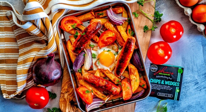 Sausage, Chips & Egg Traybake Recipe made with JD Seasonings