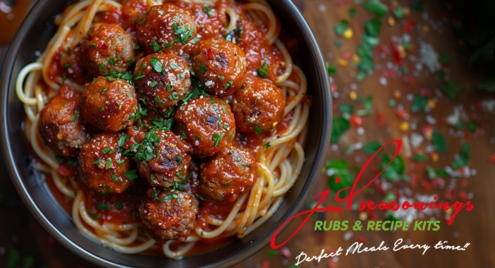 Delicious Spaghetti Meatballs made with JD Seasonings