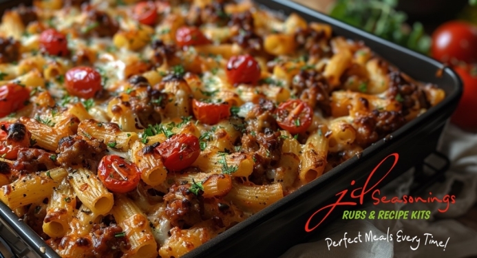 Delicious Spicy Bolognese Pasta Bake from JD Seasonings